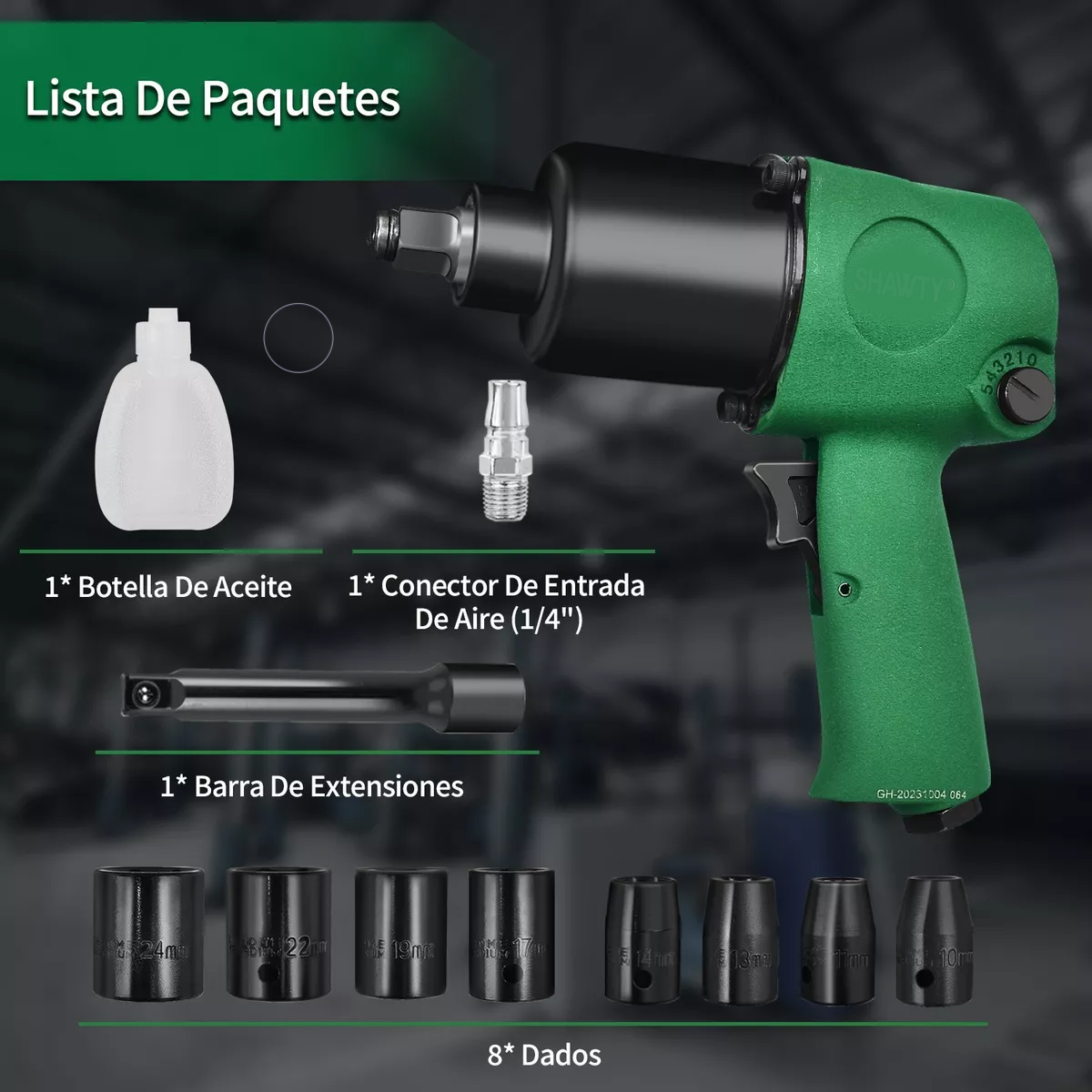  Llave De Impacto Pistola Neumática 1/2'' Verde 720nm