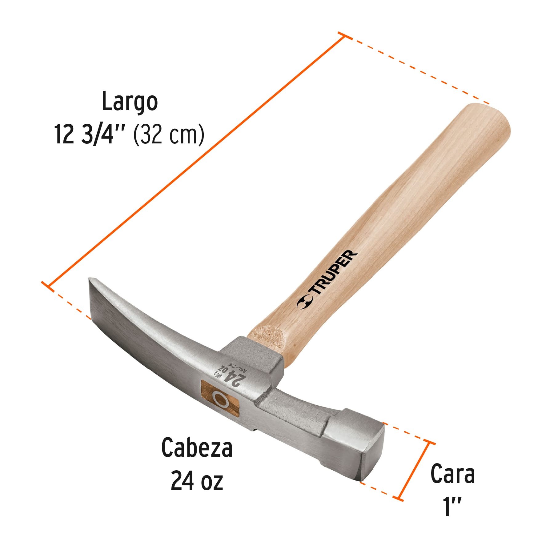 MARTILLO 24 OZ LADRILLERO, MANGO 12", TRUPER 16861