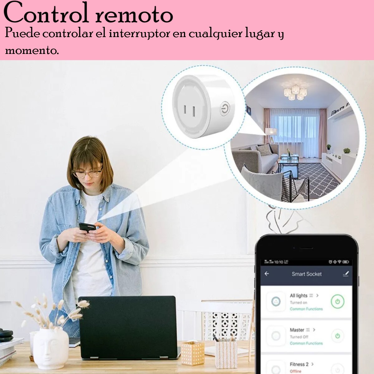 Contacto enchufe inteligente WiFi control remoto voz temporizador aplicación Alexa Google