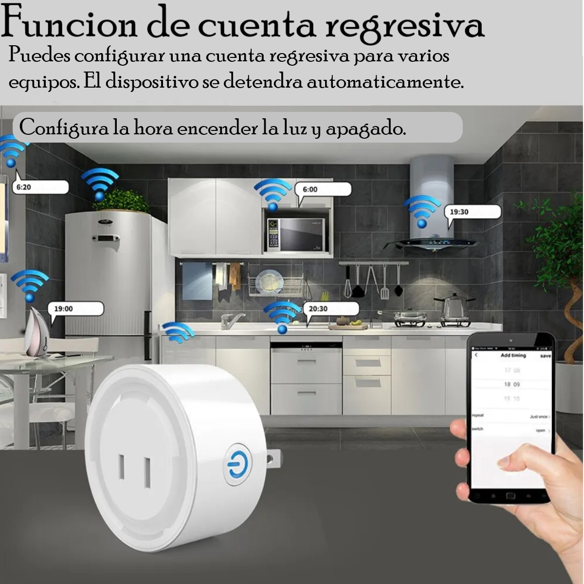 Contacto enchufe inteligente WiFi control remoto voz temporizador aplicación Alexa Google