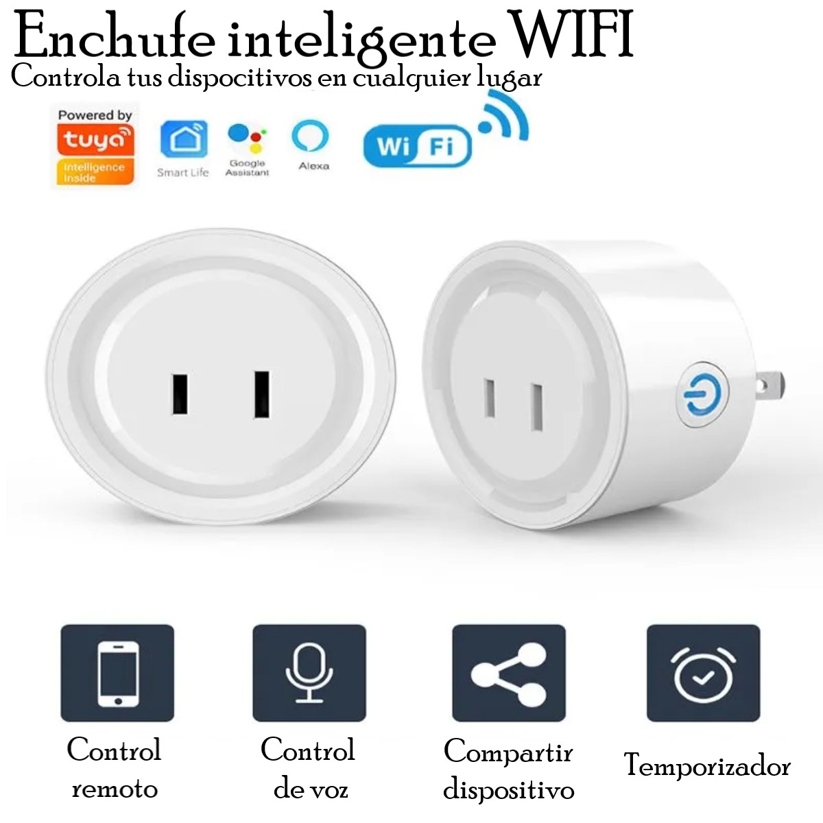 Contacto enchufe inteligente WiFi control remoto voz temporizador aplicación Alexa Google