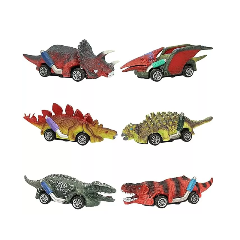 Juguetes De Dinosaurio 6 Carritos Coches Pull-back Tracción