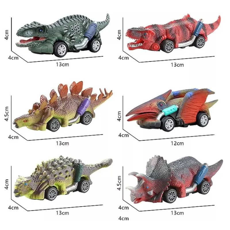Juguetes De Dinosaurio 6 Carritos Coches Pull-back Tracción