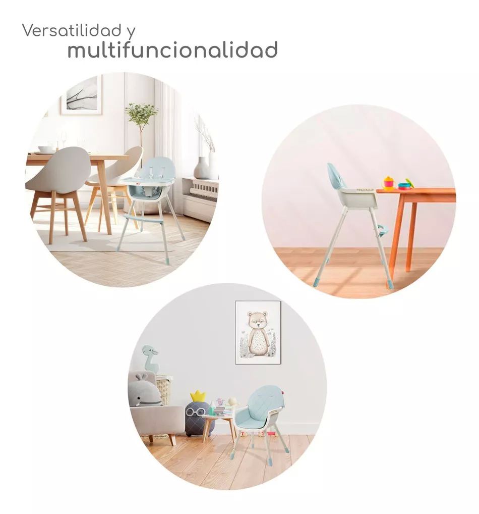 Silla Alta Periquera D Bebé Cosmic Convertible- Sillita Azul