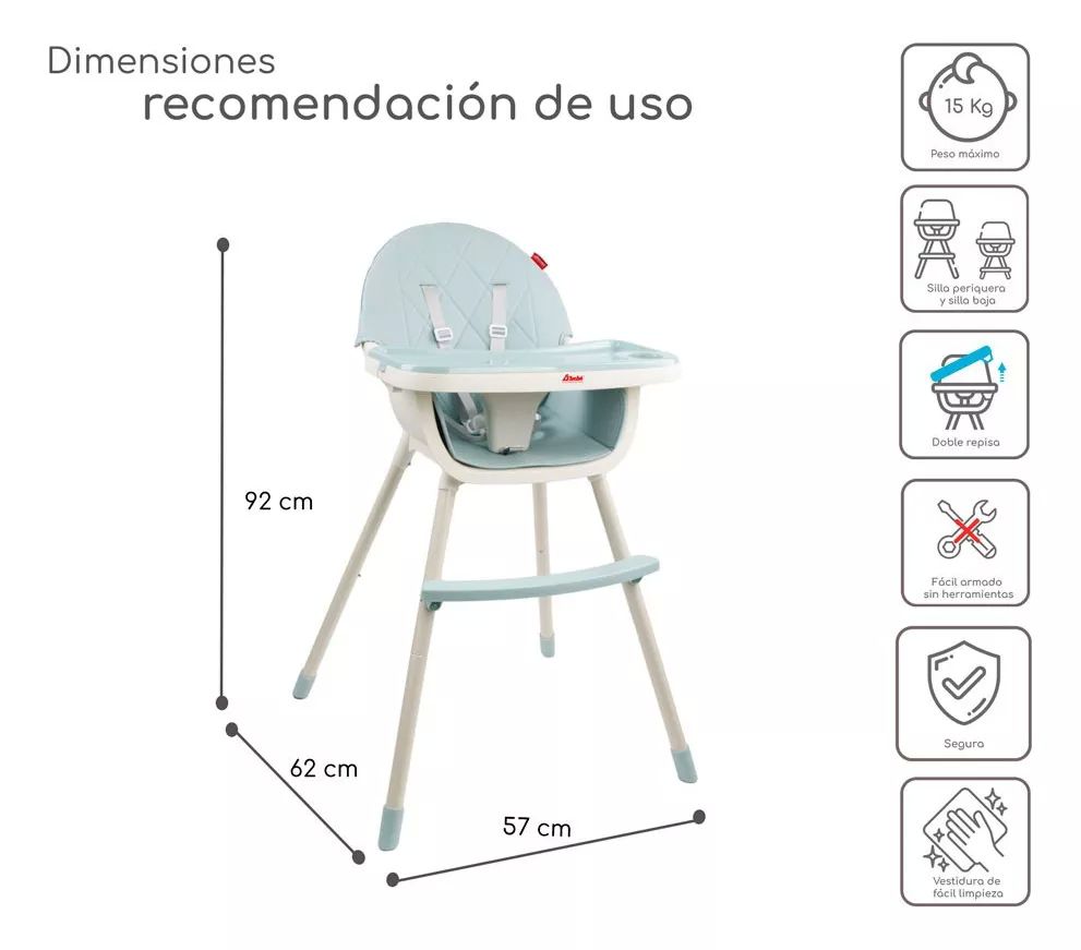 Silla Alta Periquera D Bebé Cosmic Convertible- Sillita Azul
