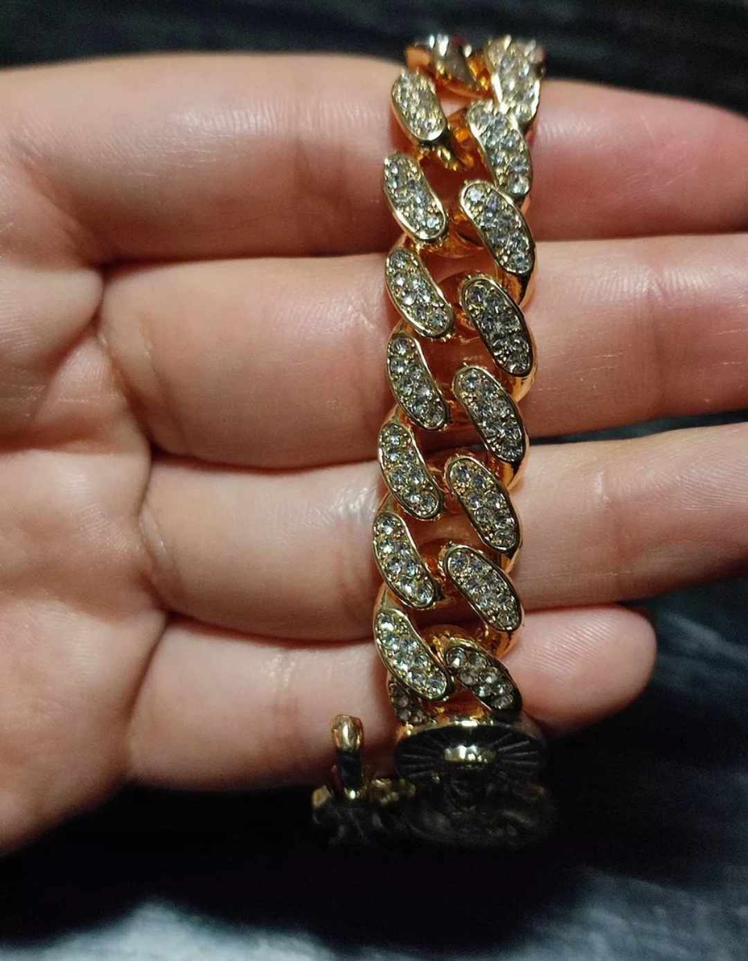 Pulsera/esclava San Judas Tadeo, oro laminado 18 kilates, cadena cubana