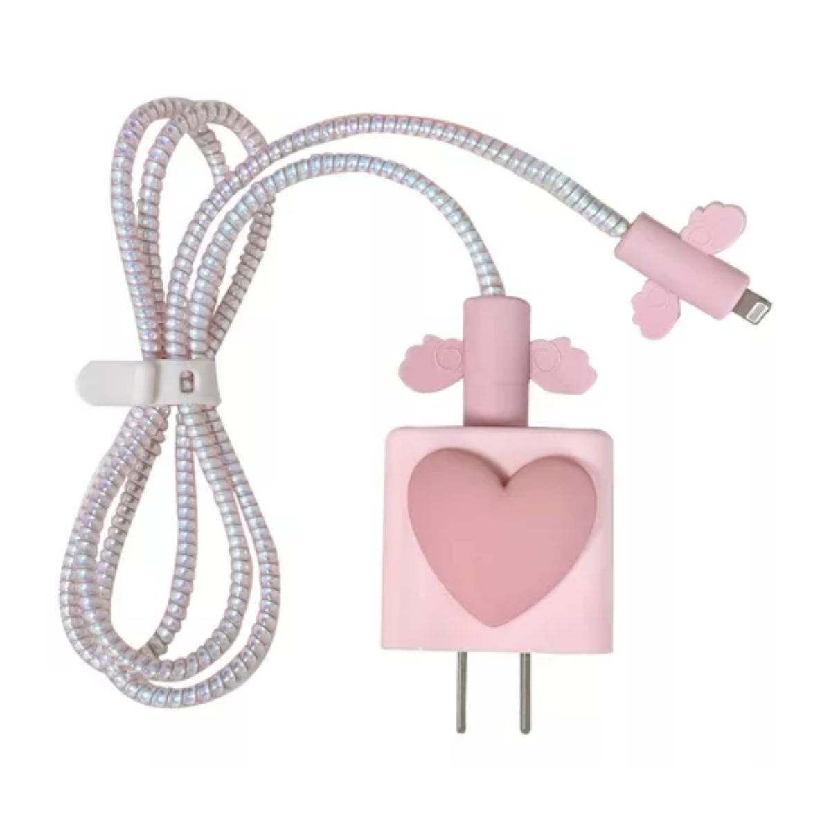 Funda Protector De Cable Para iPhone Cargador Adaptador GRIS/ROSA