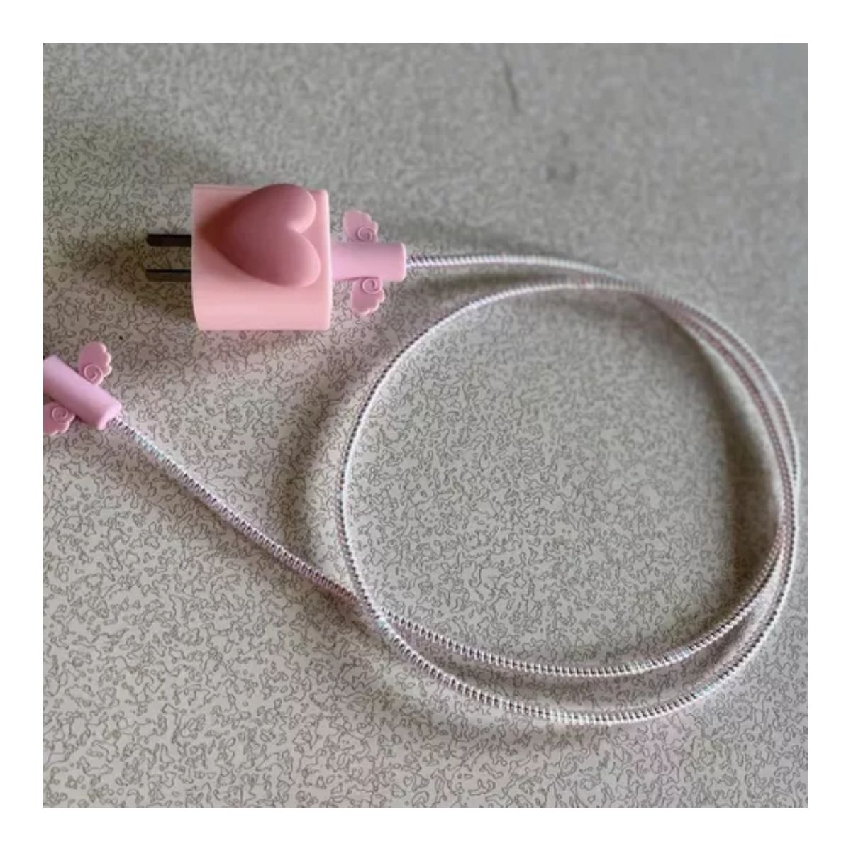 Funda Protector De Cable Para iPhone Cargador Adaptador GRIS/ROSA