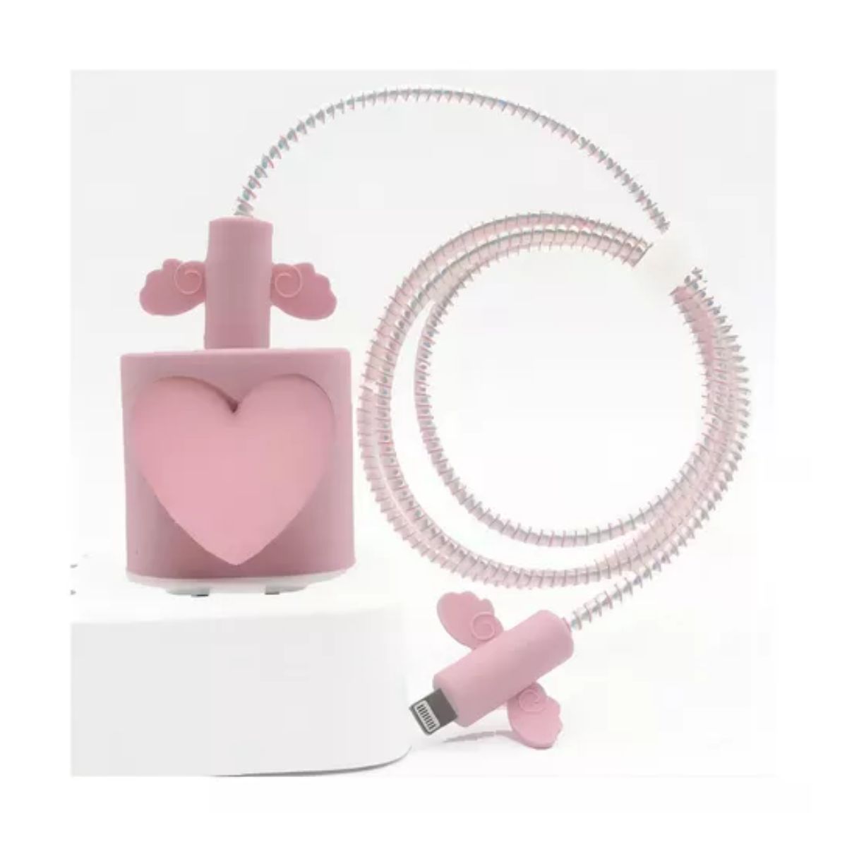 Funda Protector De Cable Para iPhone Cargador Adaptador GRIS/ROSA