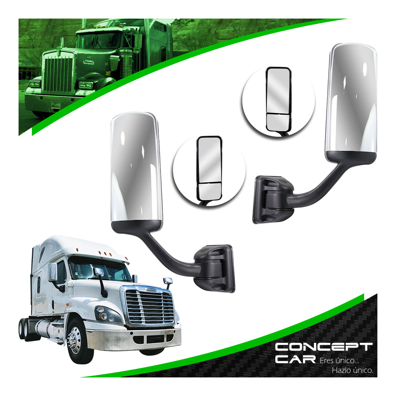 Espejo Lateral Freightliner Cascadia 08-17 Cromo Electrico