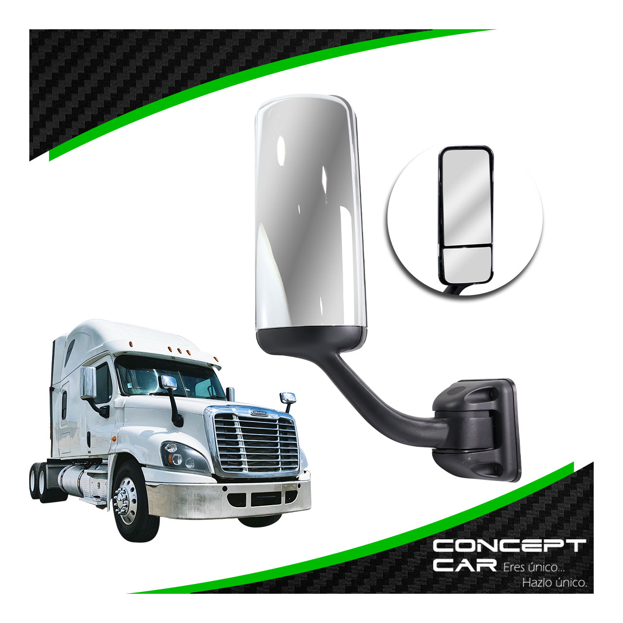 Espejo Lateral Freightliner Cascadia 08-17 Cromo Electrico