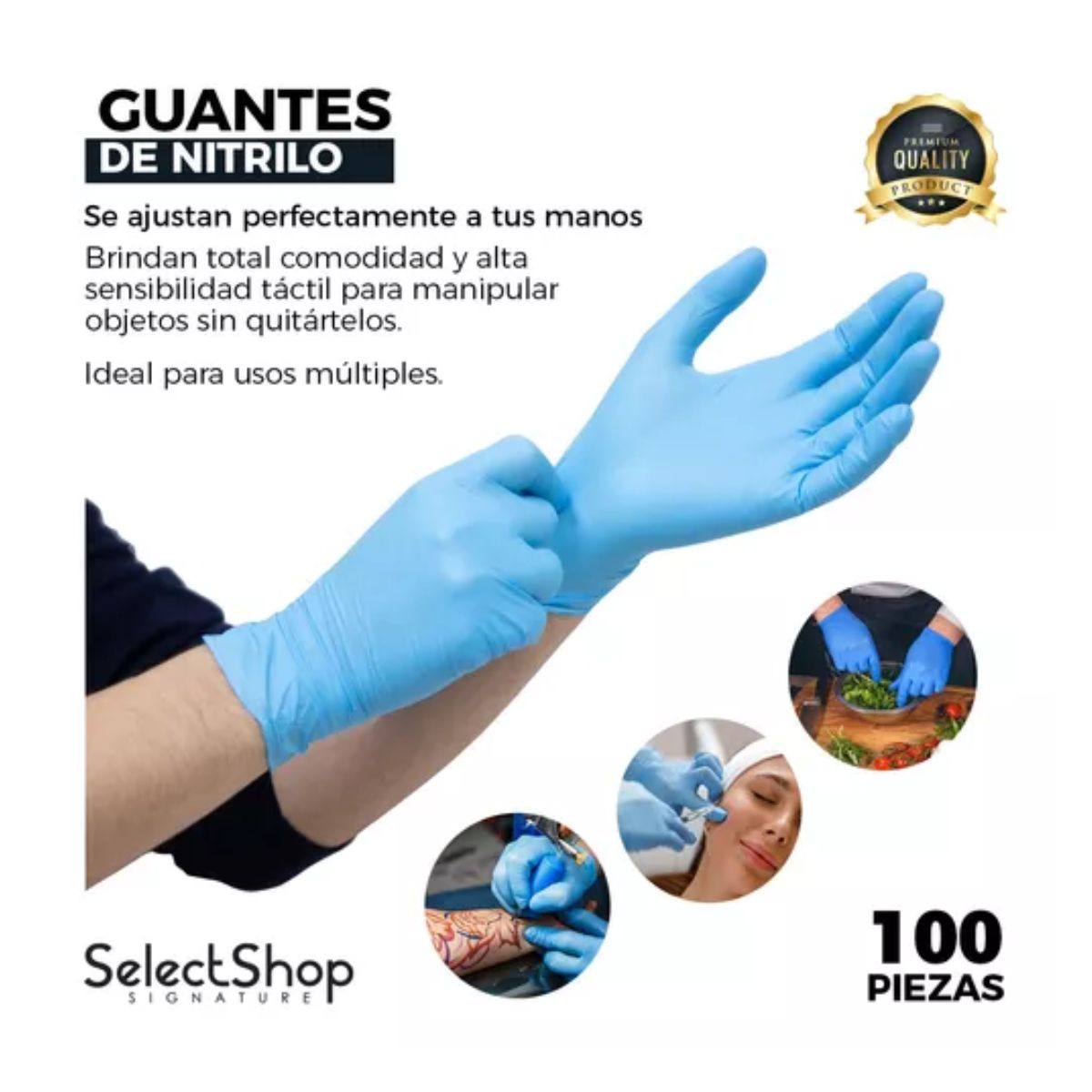Guante Synamax Vinil Nitrilo Libre De Latex L / Azul