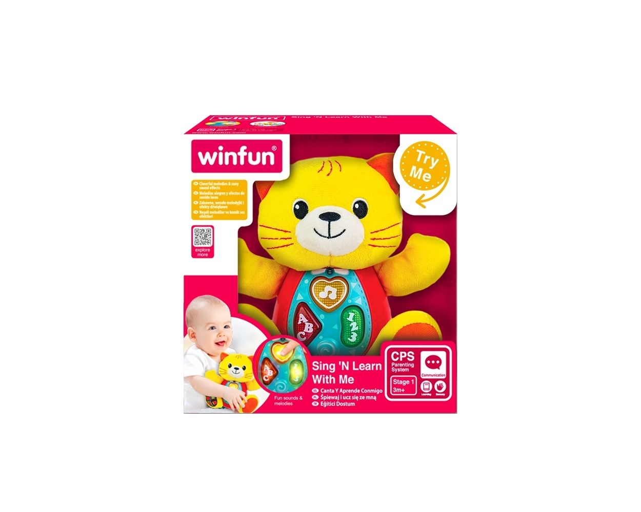 WINFUN PELUCHE PARA BEBÉS CON LUCES Y SONIDOS GATITO