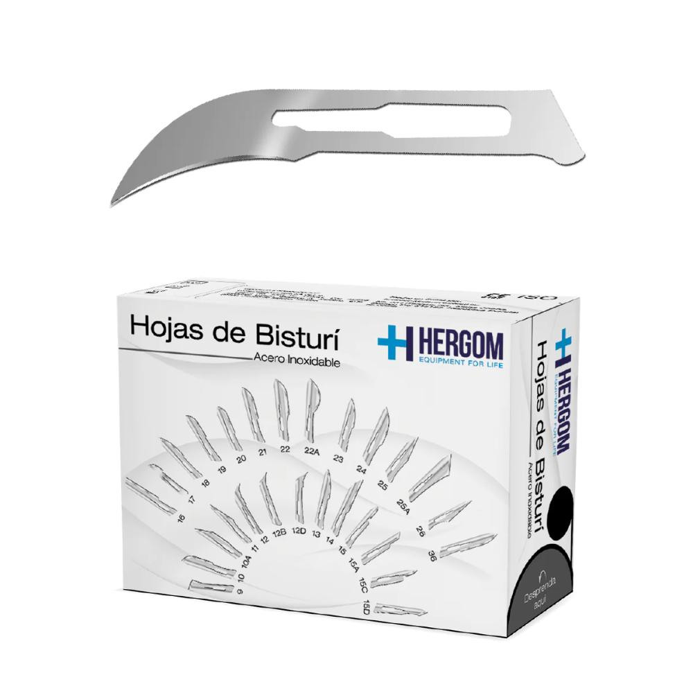 Hojas P/ Bisturí No. 12 Acero Inoxidable 100 Piezas Hergom