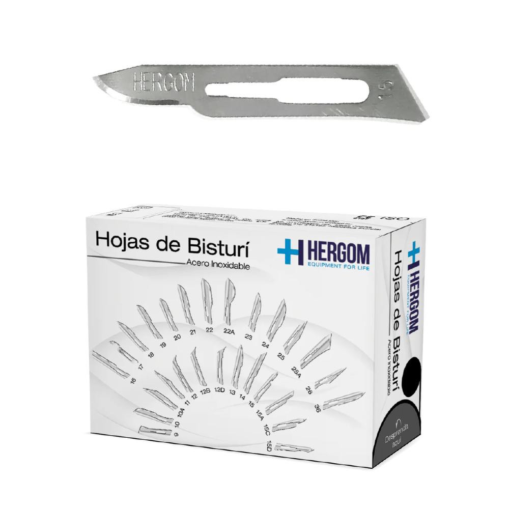 Hojas P/ Bisturí No. 15 Acero Inoxidable 100 Piezas Hergom
