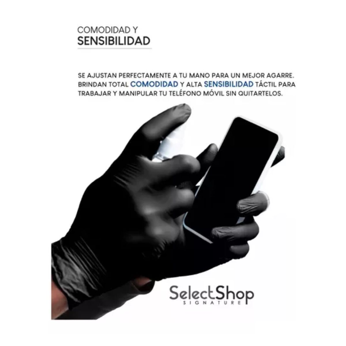 Guante Vinil Synmax Nitrilo Libre De Latex Negro / L