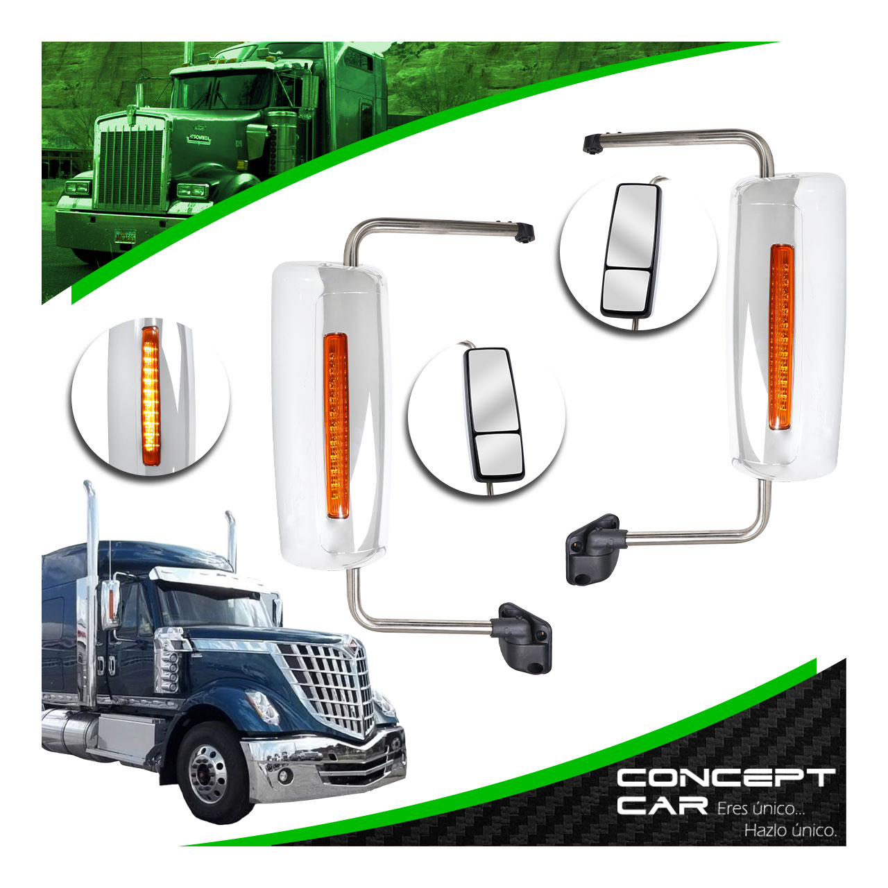 Par Espejo Lateral Direccional Led International Prostar Cromo
