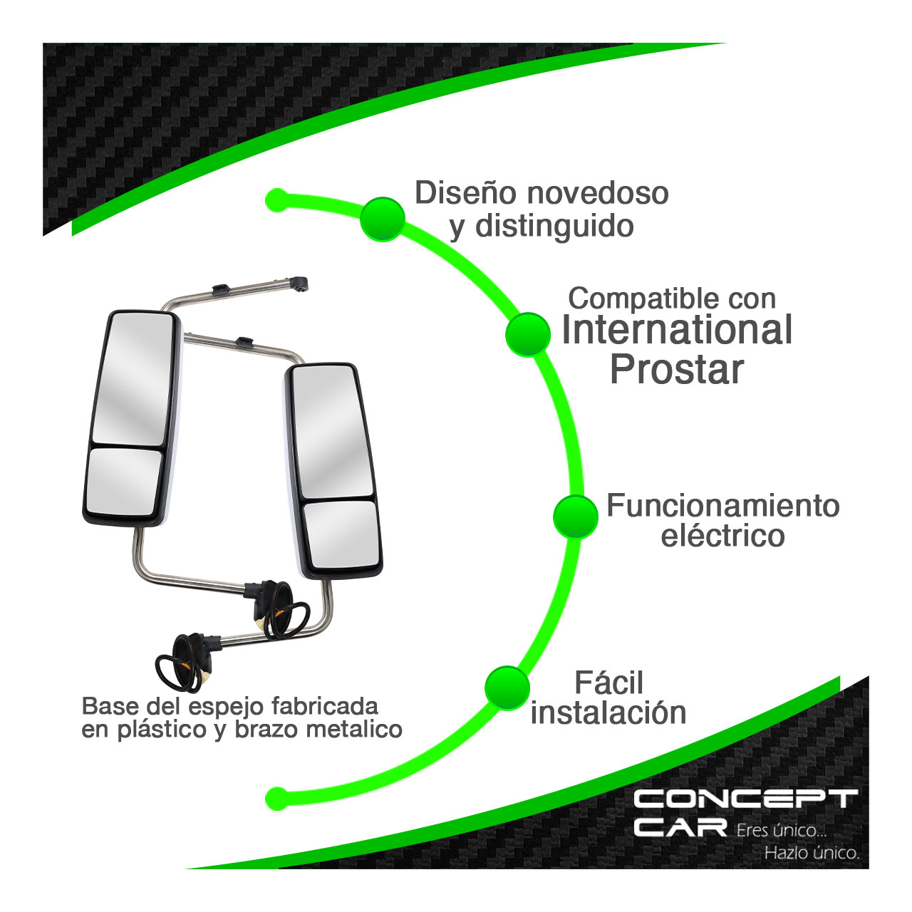 Par Espejo Lateral Direccional Led International Prostar Cromo