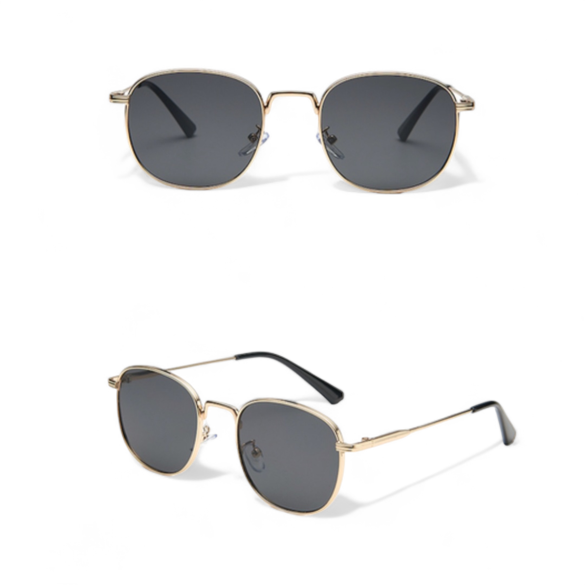 Lentes de sol tipo aviador dorados con cristales negros