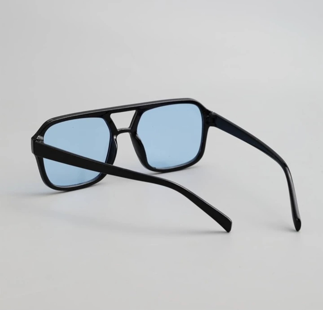 Lentes de sol Montura negro brillante con cristales azules