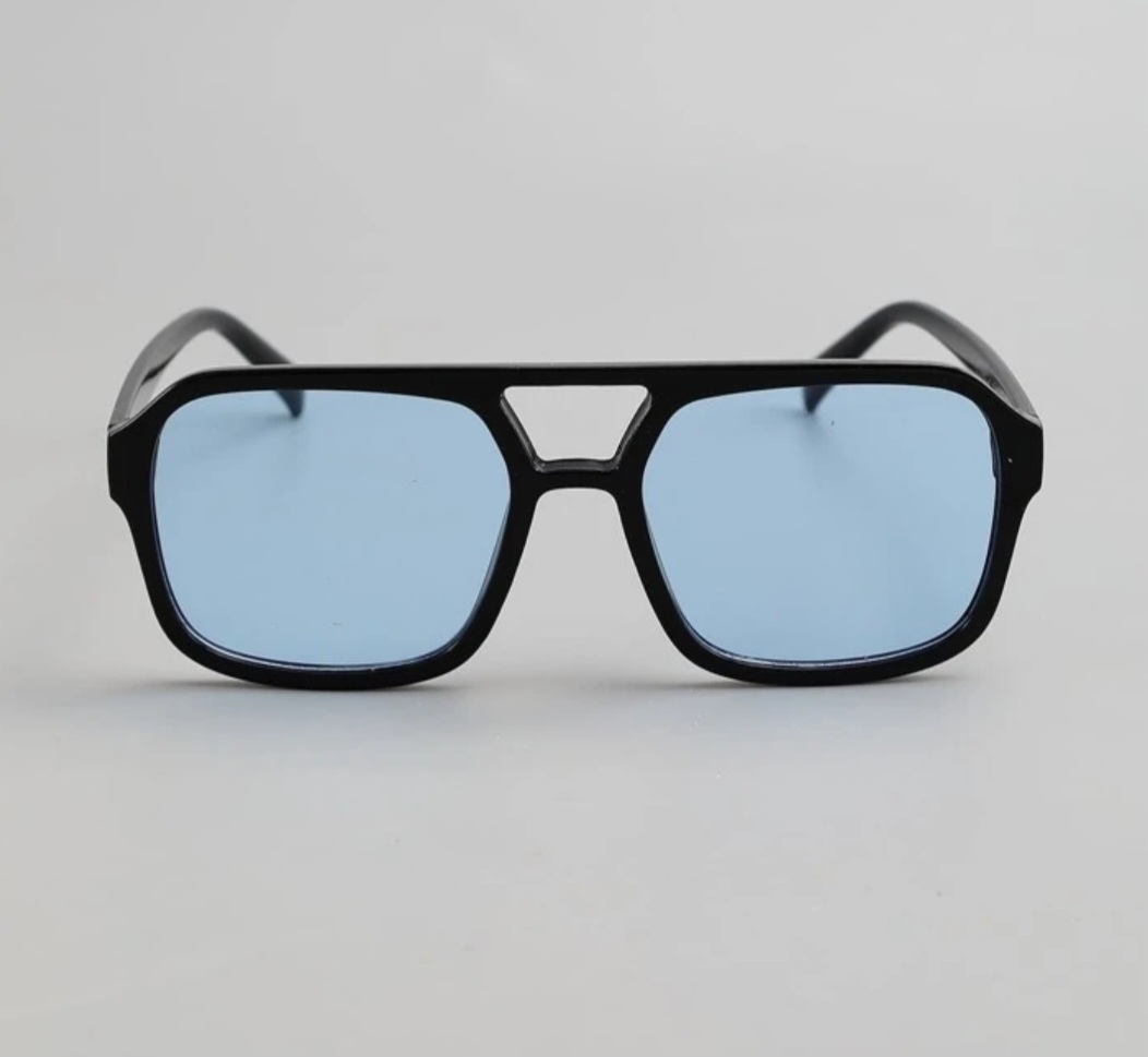 Lentes de sol Montura negro brillante con cristales azules