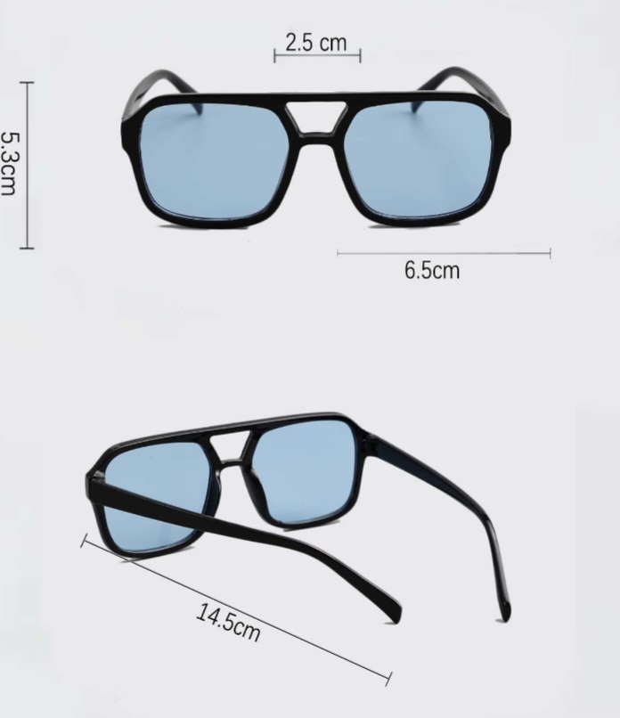 Lentes de sol Montura negro brillante con cristales azules