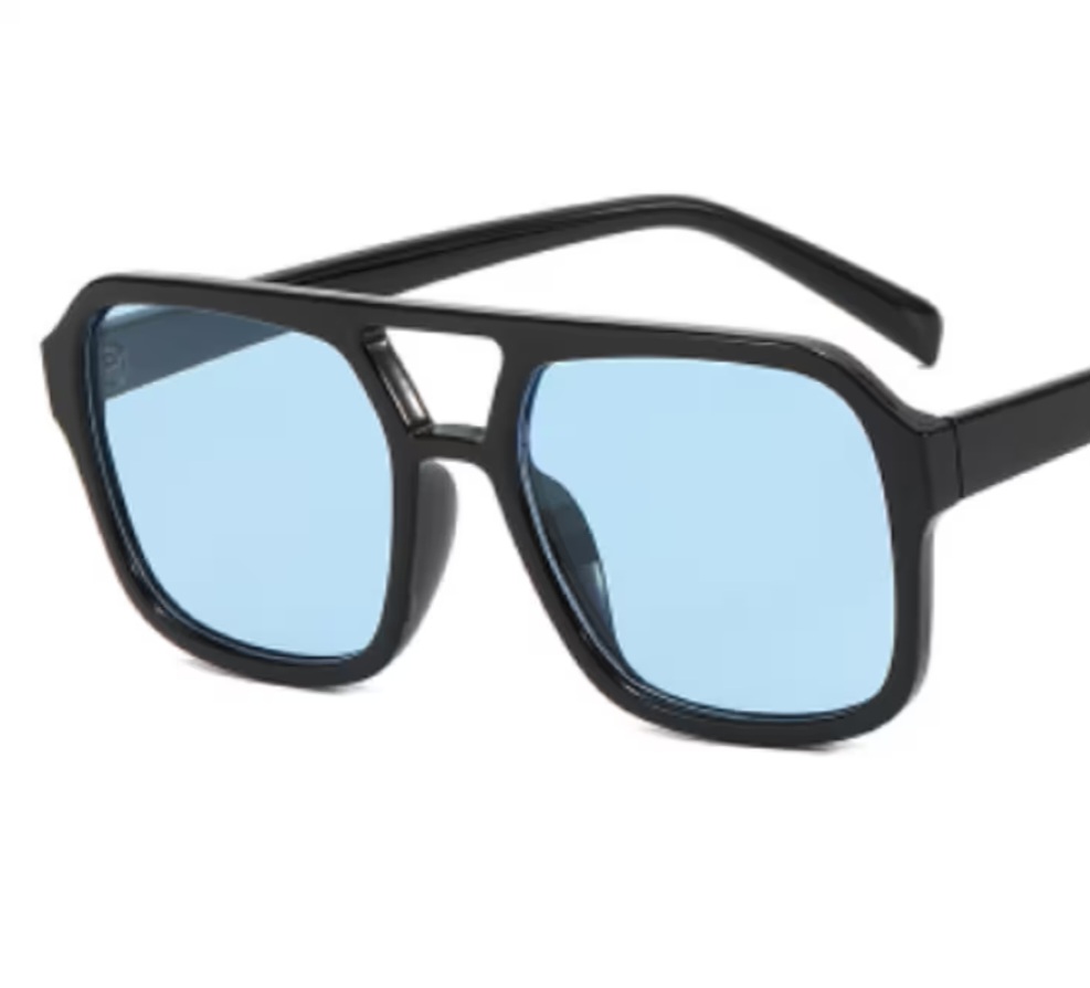 Lentes de sol Montura negro brillante con cristales azules