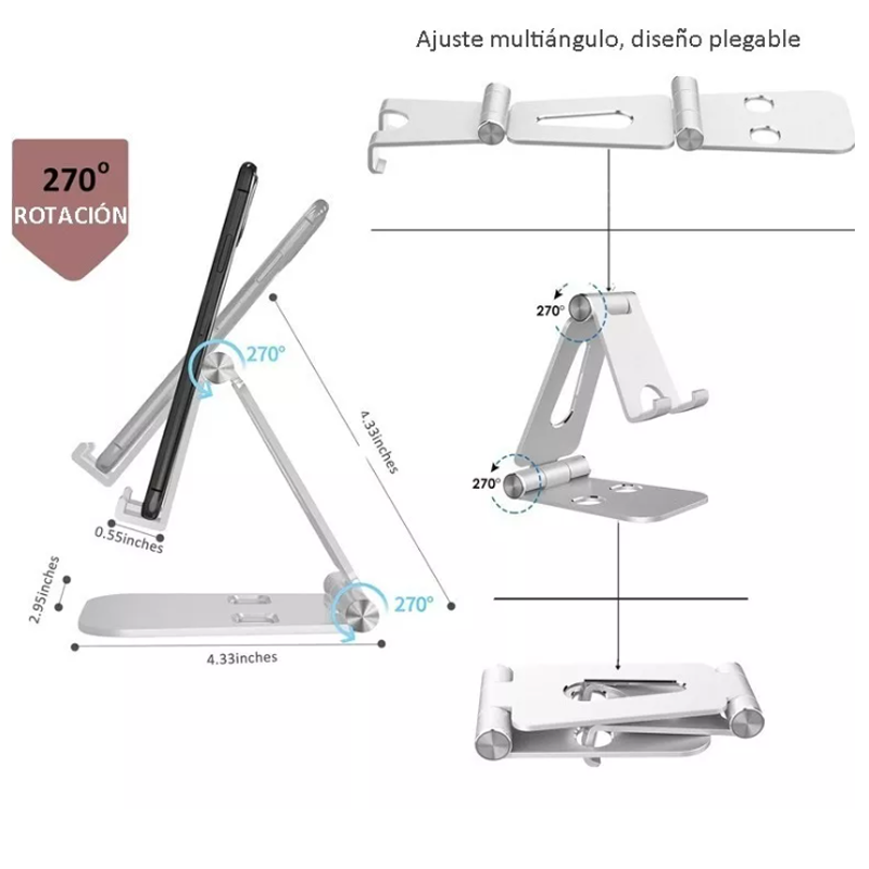 Aluminio Soporte Base Para Tableta Y Celulares De Escritorio