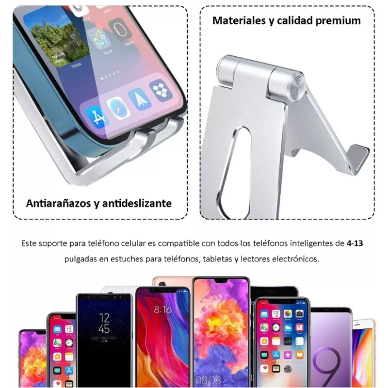 Aluminio Soporte Base Para Tableta Y Celulares De Escritorio