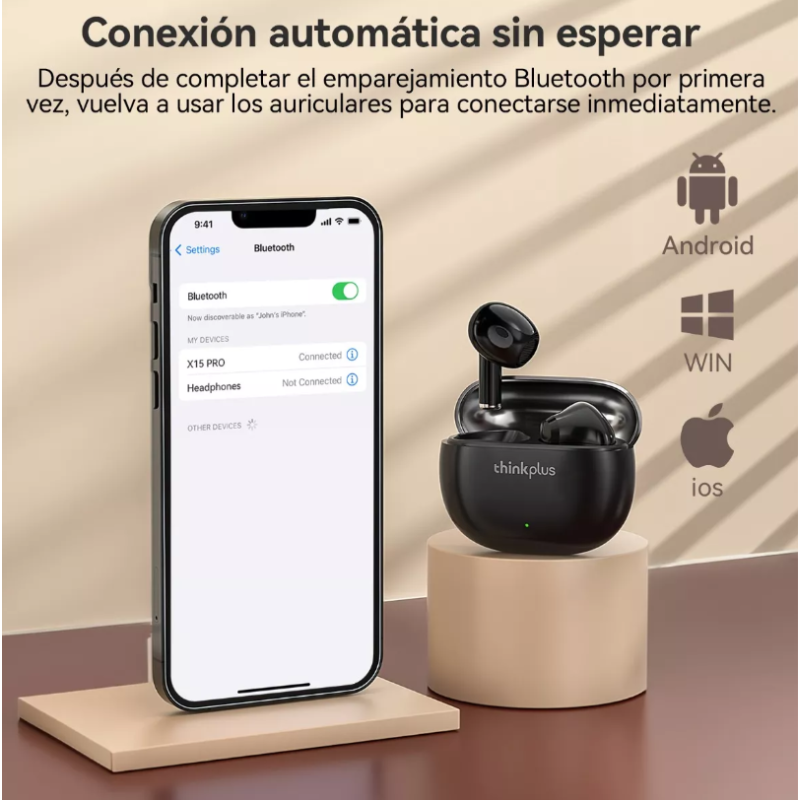 Audífonos in-ear gamer inalámbricos Lenovo ThinkPlus.