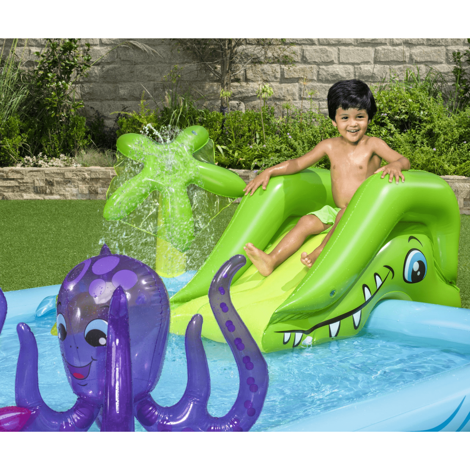 Alberca Inflable Resbaladilla Juego Acuatico Delfn Bestway 2.39 m Alberca Infantil Tobogan