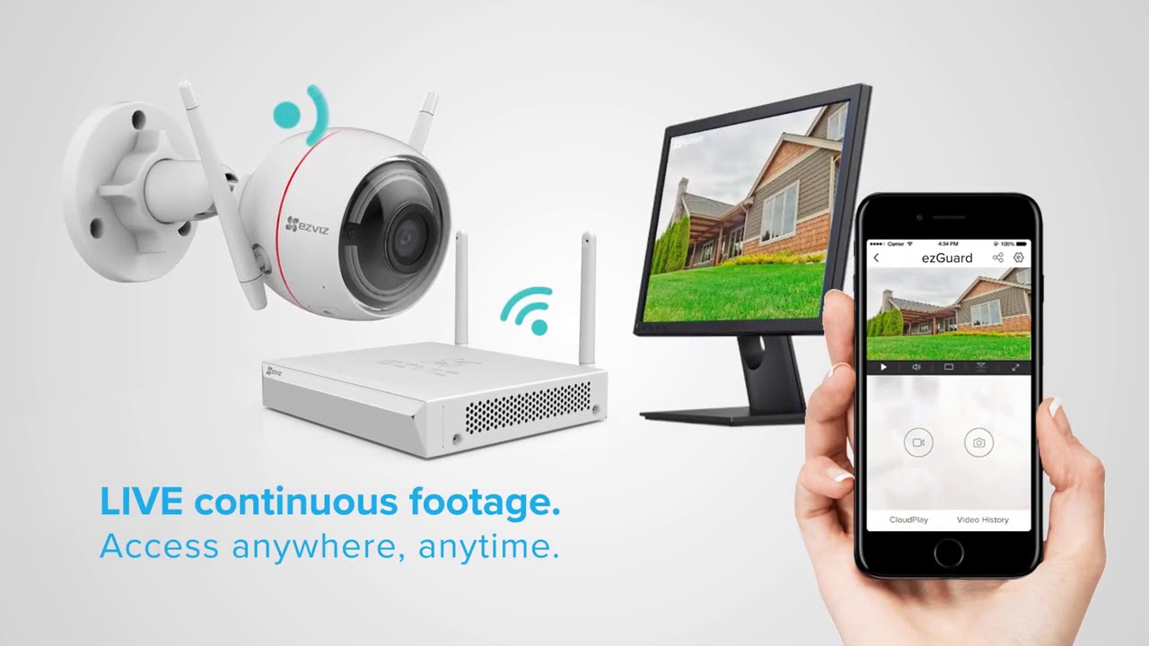 Kit De Seguridad Ezviz Ezwireless X5c 4 Canales 1tb