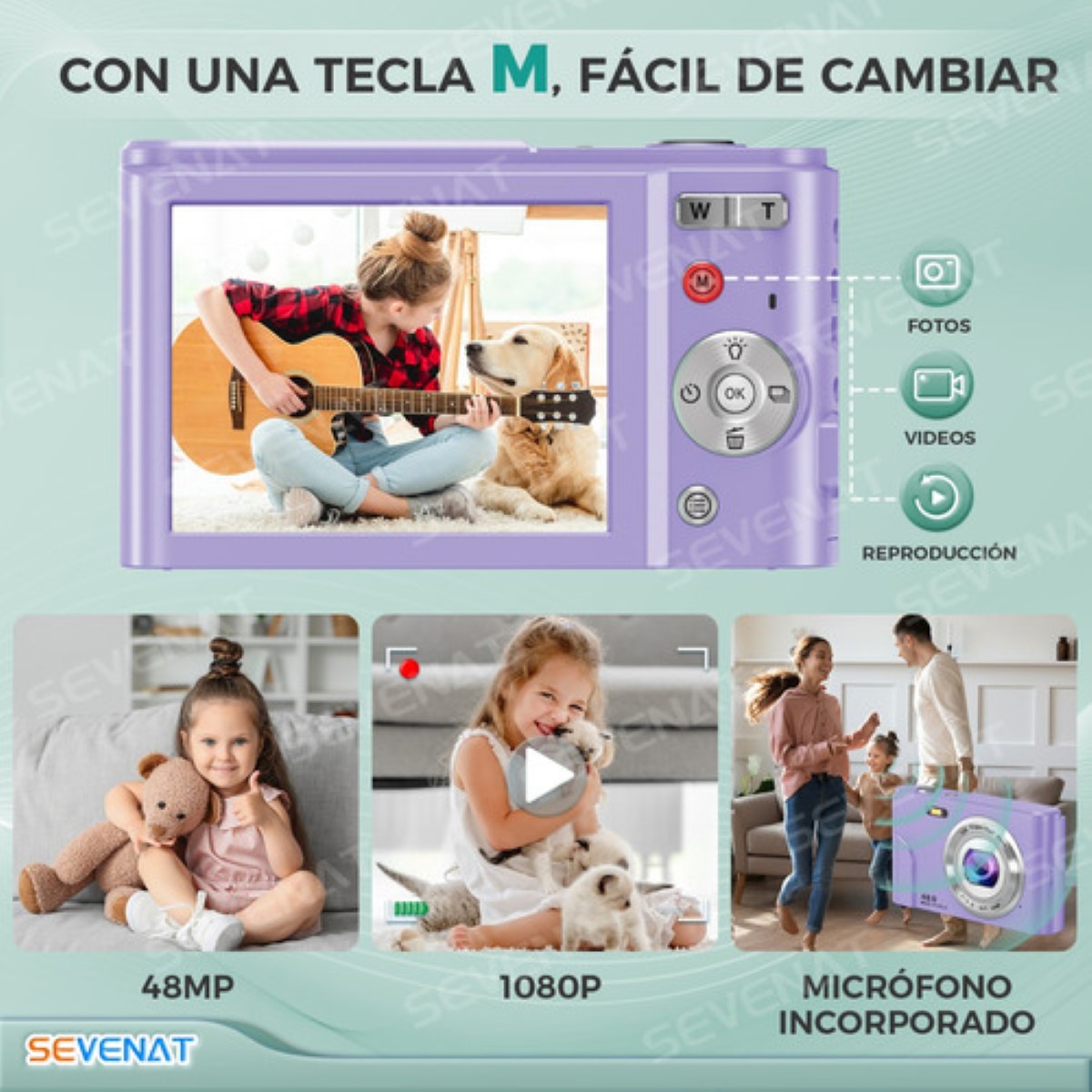 Cámara Digital 1080p Fhd Video Audio Webcam Principiante morada