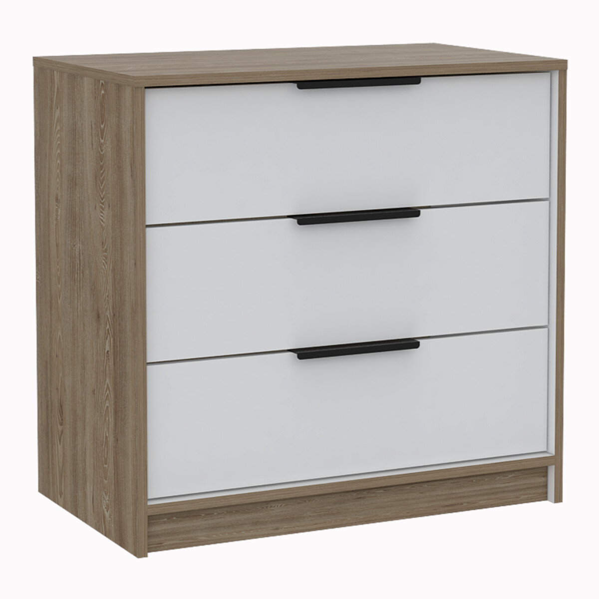 COMODA ARMABLE 3 CAJONES MODELO KAIA  COLOR MIEL CON BLANCO