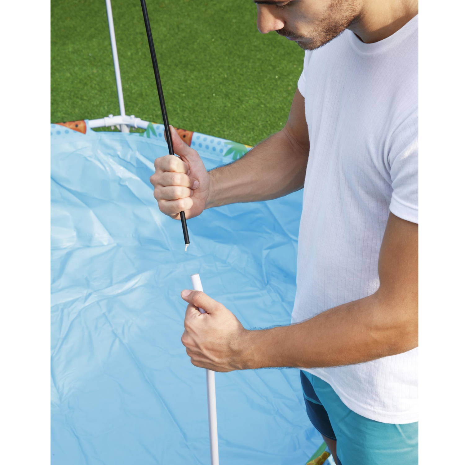 Alberca Rigida Redonda Con Toldo Capacidad 1,688L Naranja