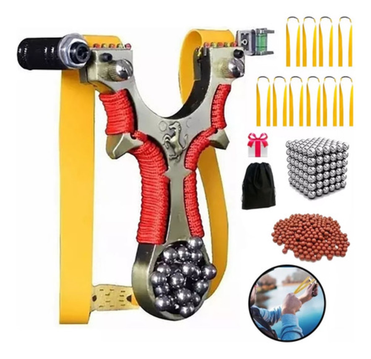 Tirachinas Láser Infrarrojo Profesional Totalmente Metálico amarillo