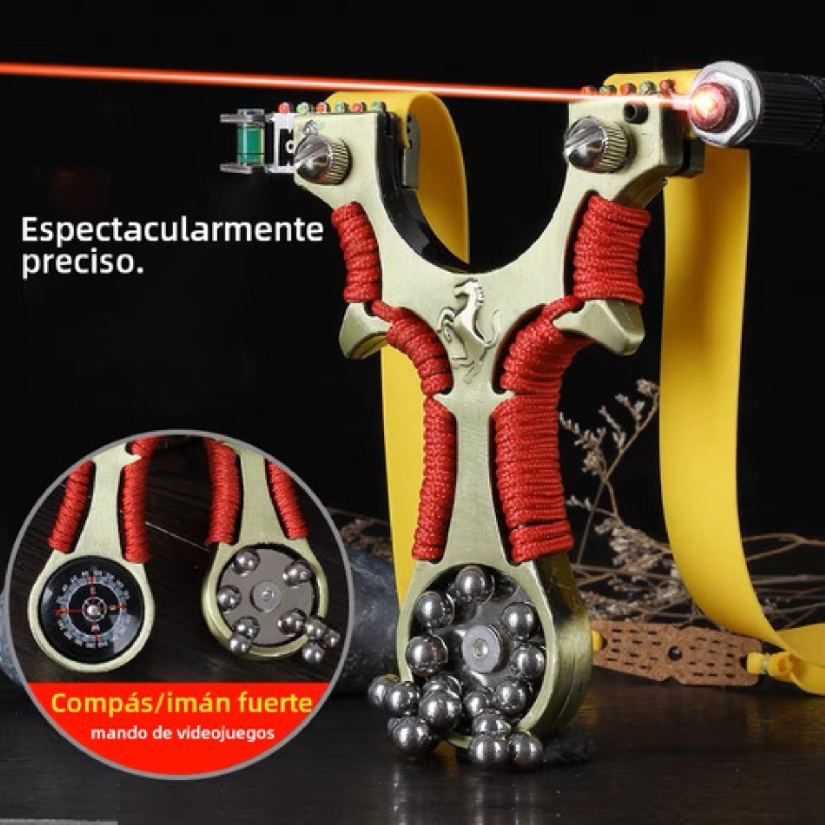 Tirachinas Láser Infrarrojo Profesional Totalmente Metálico amarillo