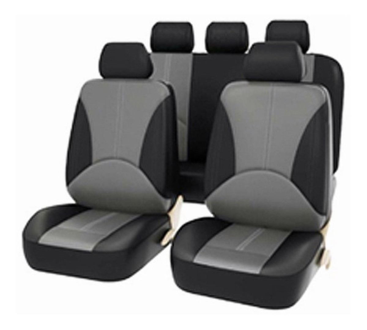 Cubre Asientos De Coche Cuero Universal Respirable 9 Piezas Black gray