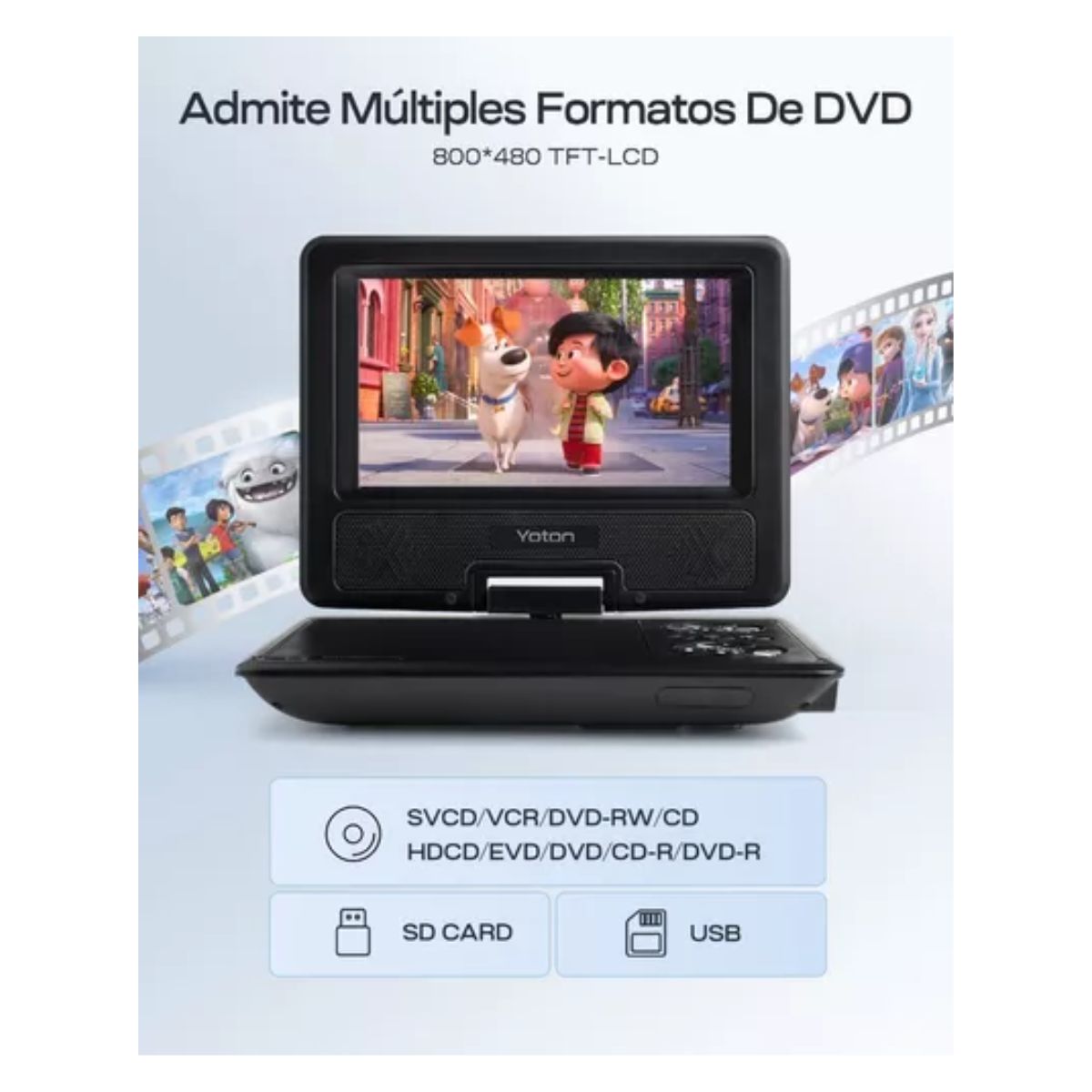 Reproductor Dvd Para Niños Yoton Portátil 7.5 Pulgadab negro