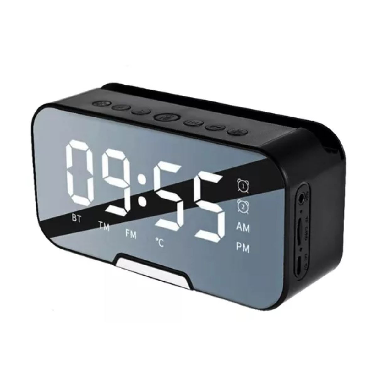Reloj Despertador Digital Led Con Bocina Bluetooth Y Radiofm negro