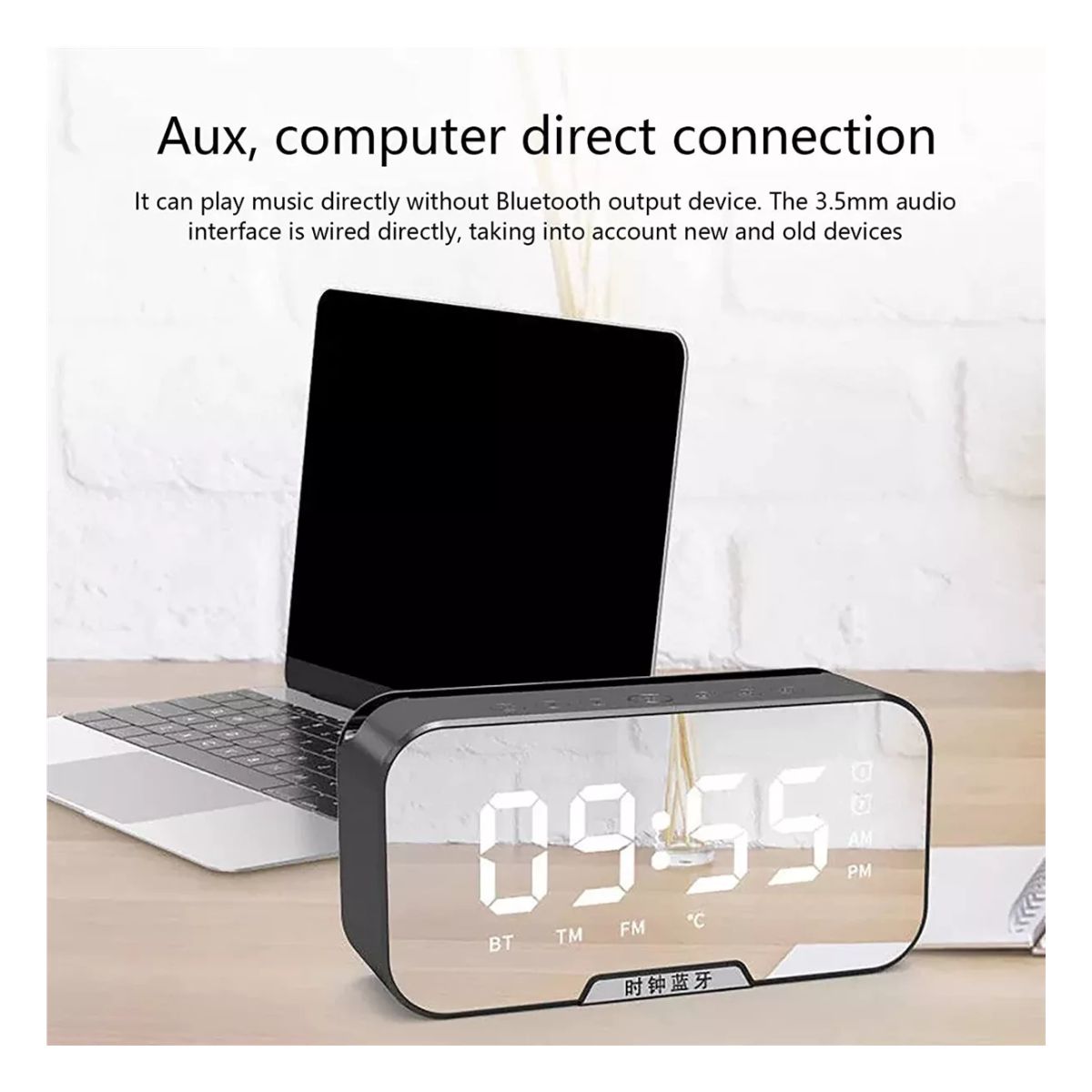 Reloj Despertador Digital Led Con Bocina Bluetooth Y Radiofm negro