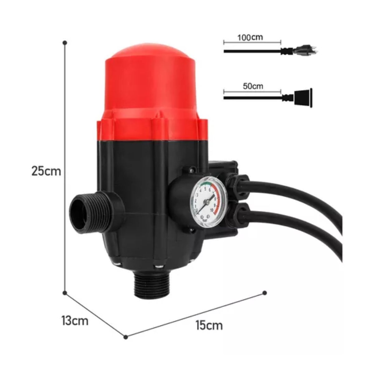 Control Automático De Presión Bomba Agua 10 Bar 1.1kw G1 NEGRO/ROJO