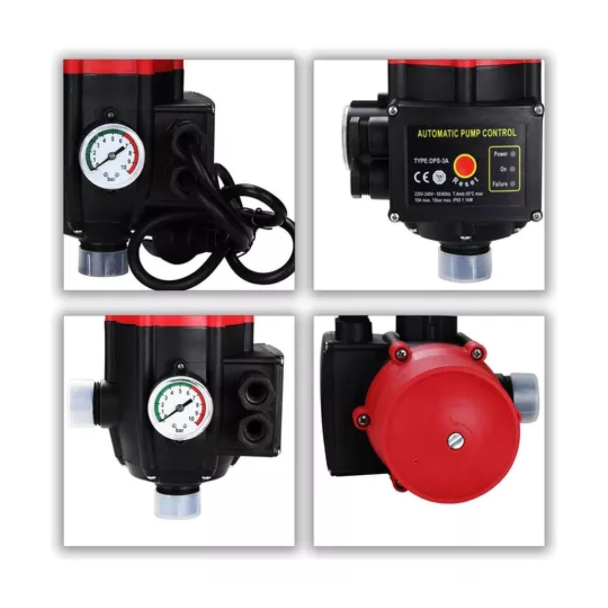 Control Automático De Presión Bomba Agua 10 Bar 1.1kw G1 NEGRO/ROJO