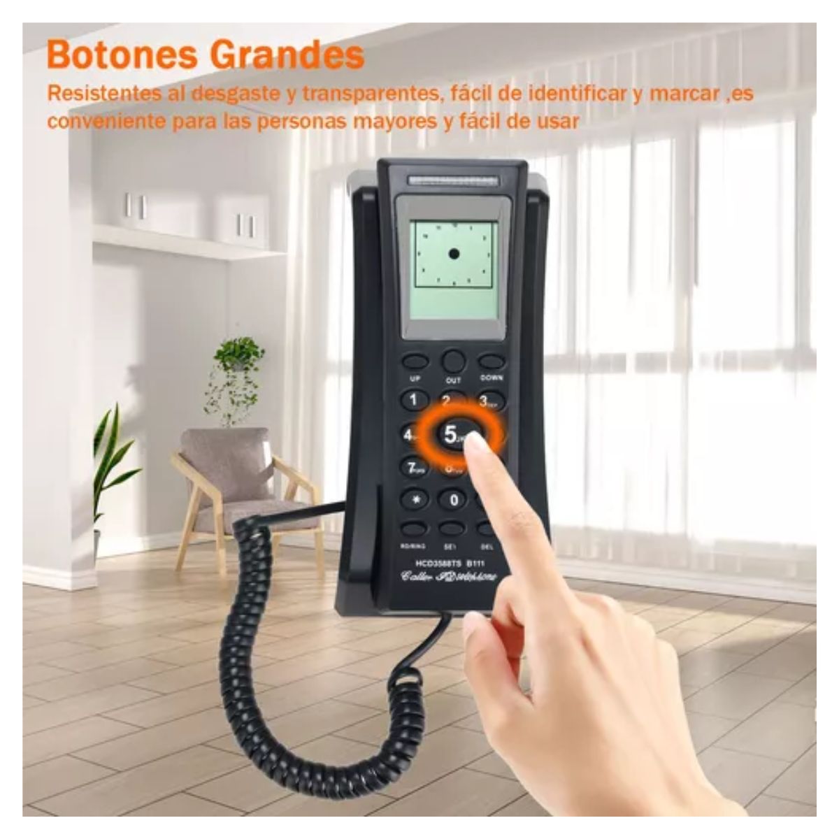 Teléfono Fijo Alambrico Colgar Pared NEGRO