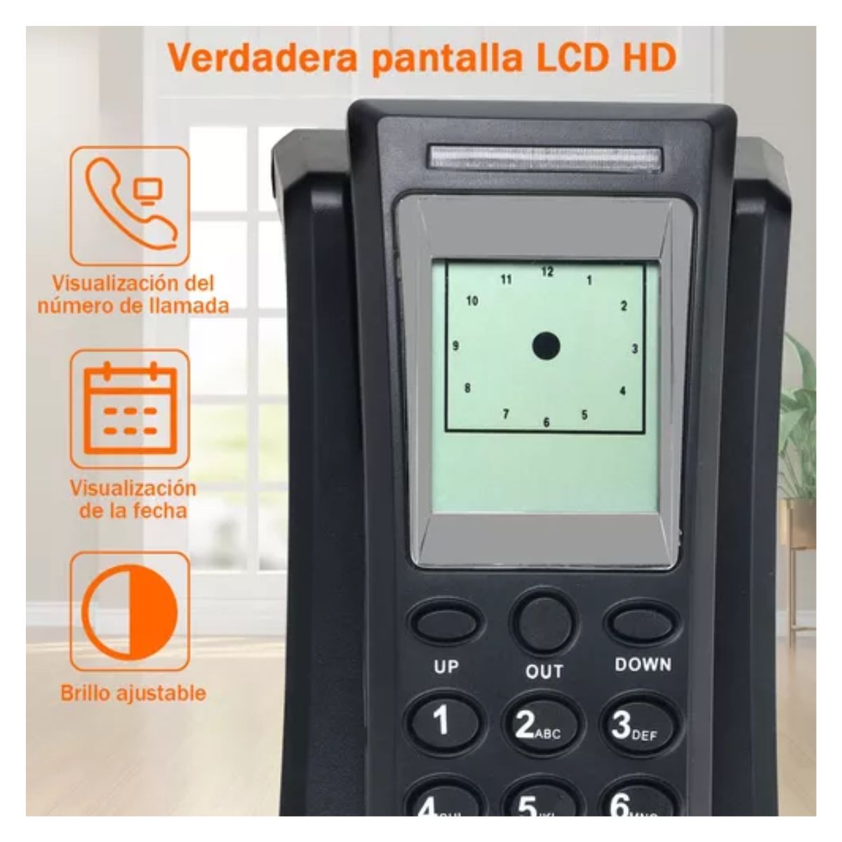 Teléfono Fijo Alambrico Colgar Pared NEGRO