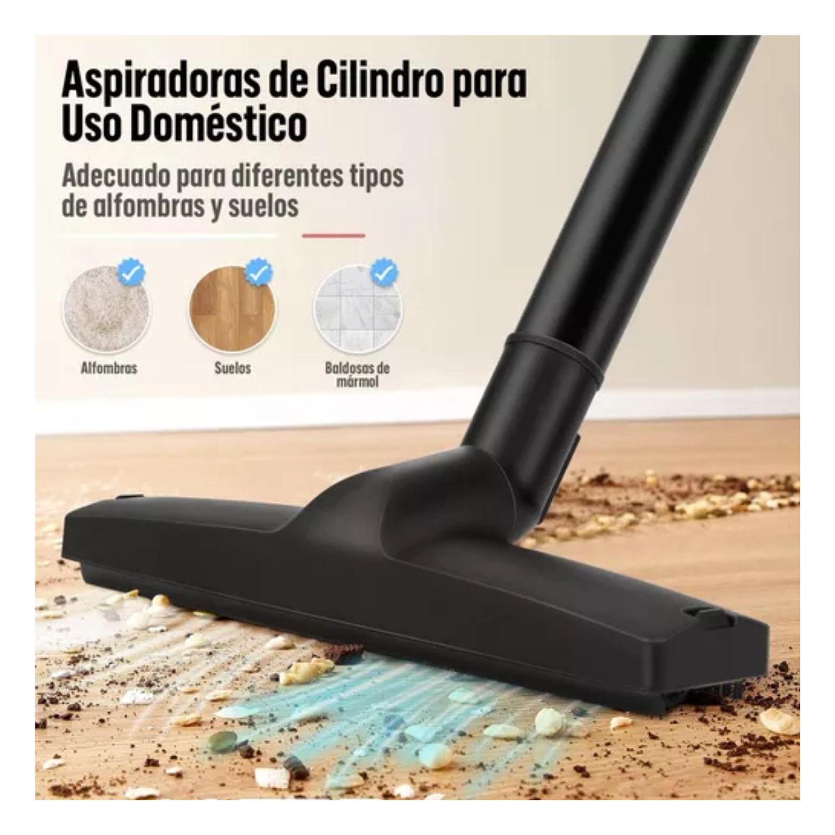 Aspiradora Potente Canister De Cilindro Para Casa, 17kpa NEGRO/ROJO
