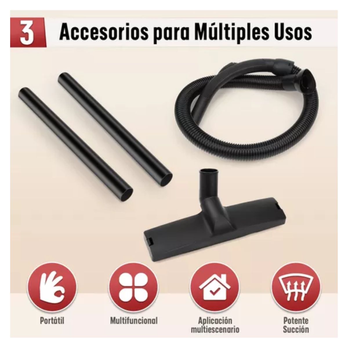 Aspiradora Potente Canister De Cilindro Para Casa, 17kpa NEGRO/ROJO