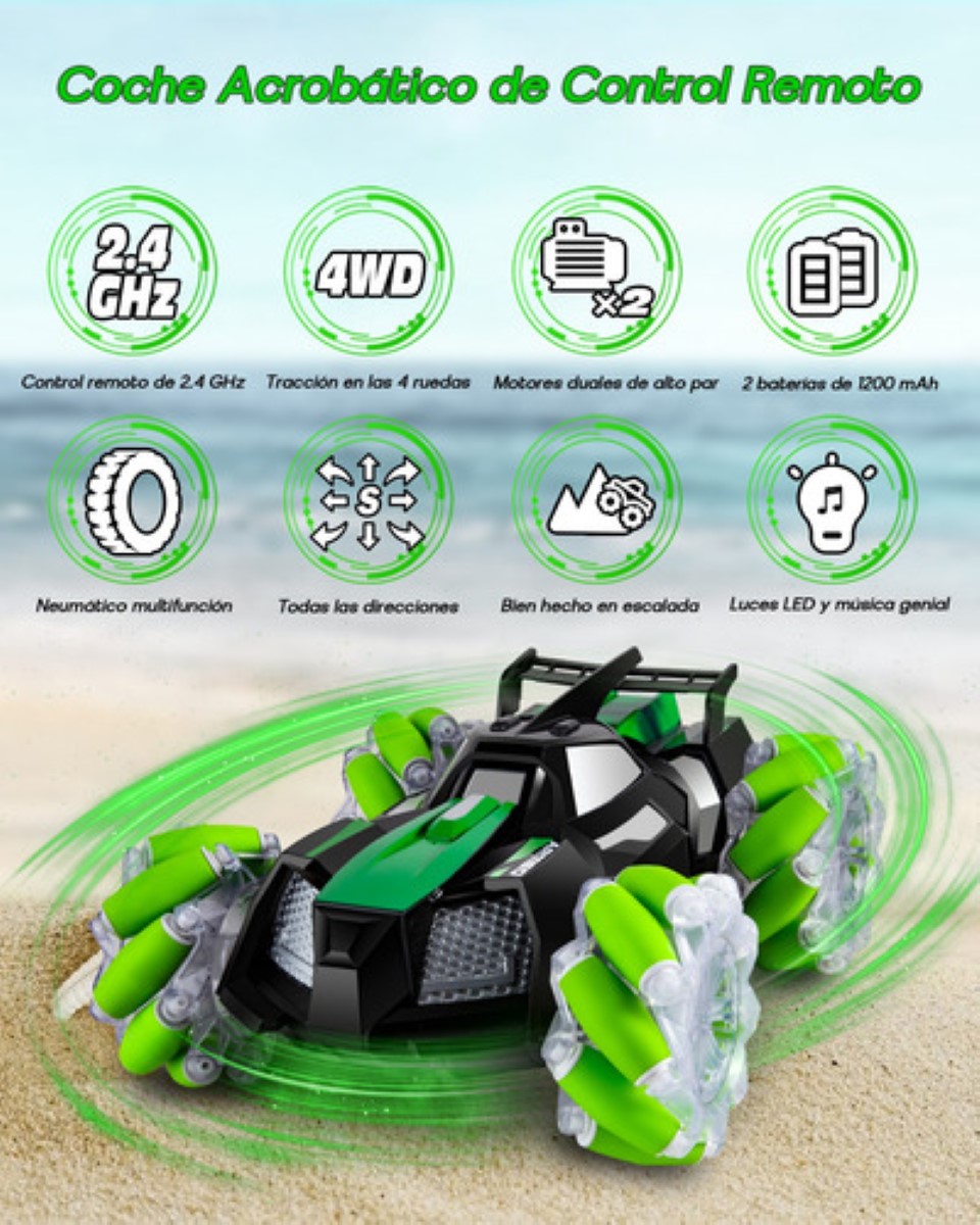 Juguete De Carro 4wd Coche De Control Remoto Todoterren 1:16 negr verde 