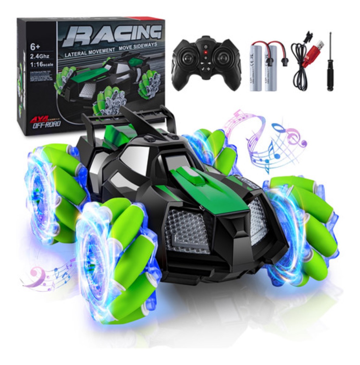 Juguete De Carro 4wd Coche De Control Remoto Todoterren 1:16 negr verde 