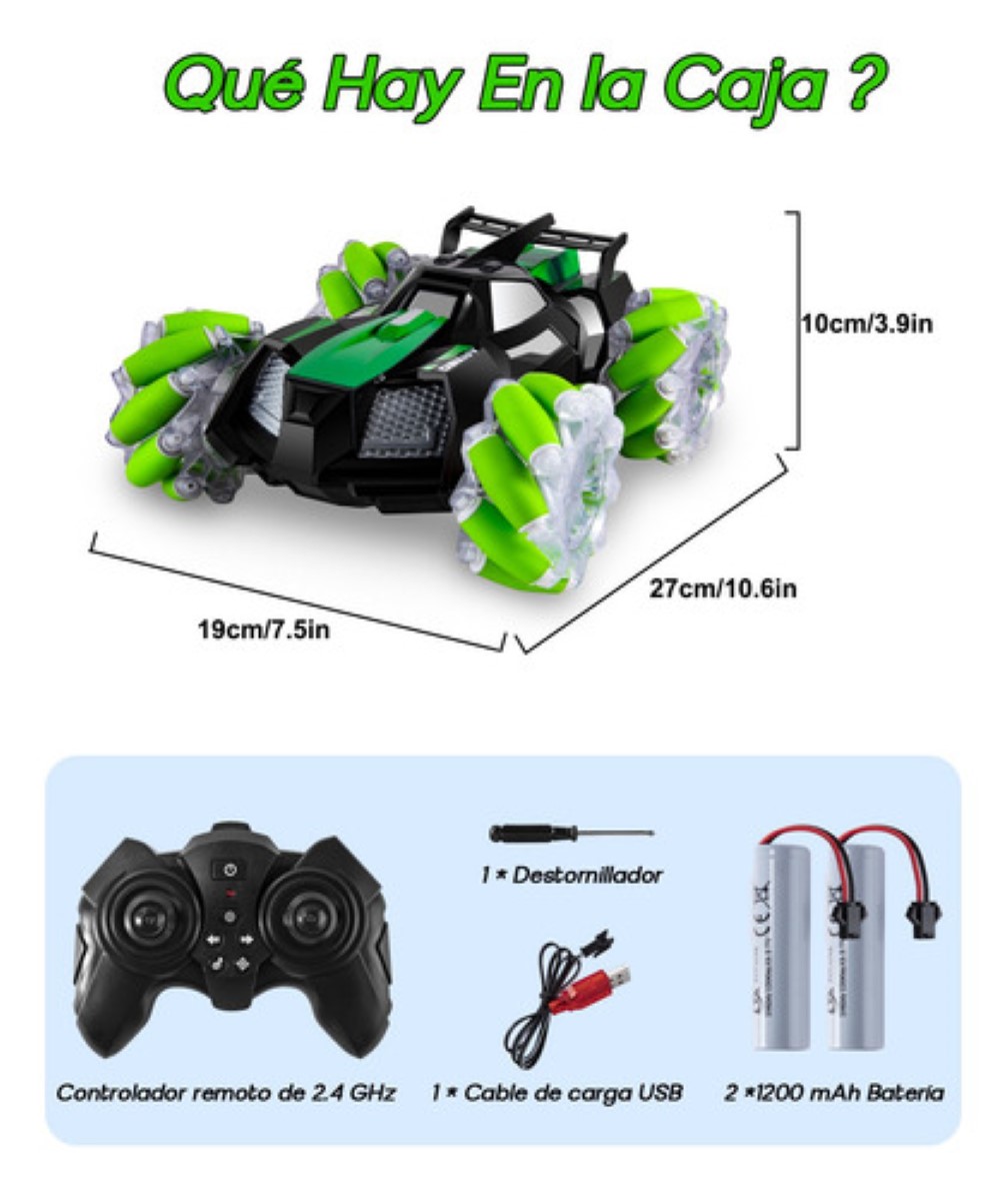 Juguete De Carro 4wd Coche De Control Remoto Todoterren 1:16 negr verde 